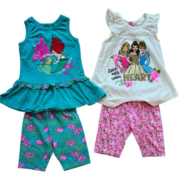Disney Princess Ariel 4PC Outfit Set Girls Size 4T EUC Summer Set - Picture 1 of 9